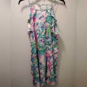 Lilly Pulitzer White Floral Tropical Print Sundress